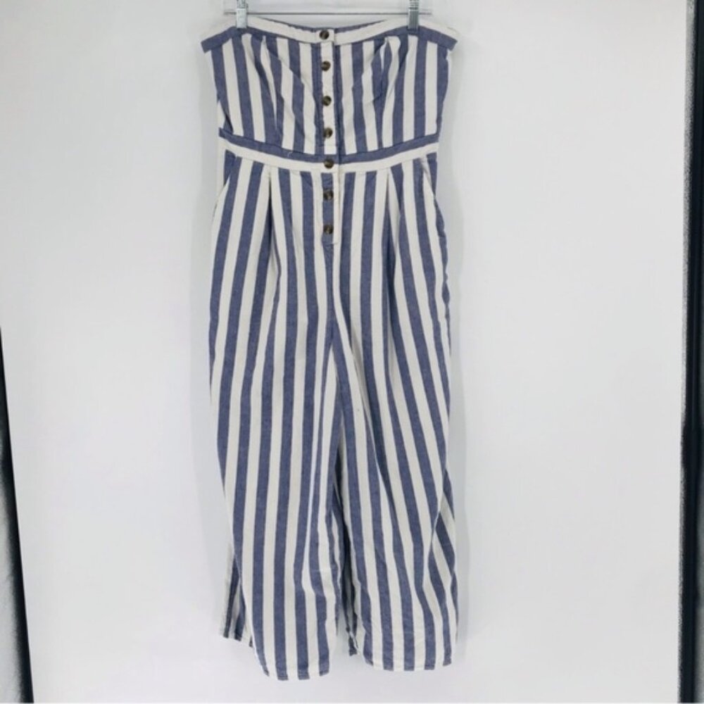 American Eagle Strapless Jumpsuit Cropped Stripe Size Large